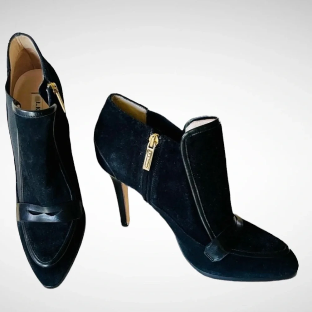 L.K. BENNETT Suede Leather Black Booties Shoes Size 39